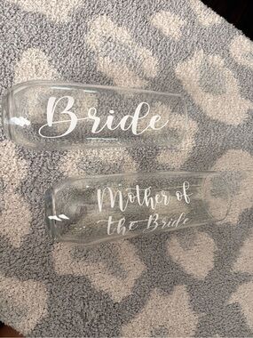 Bride & Mother of the Bride Glass Tumblers - White Lettering